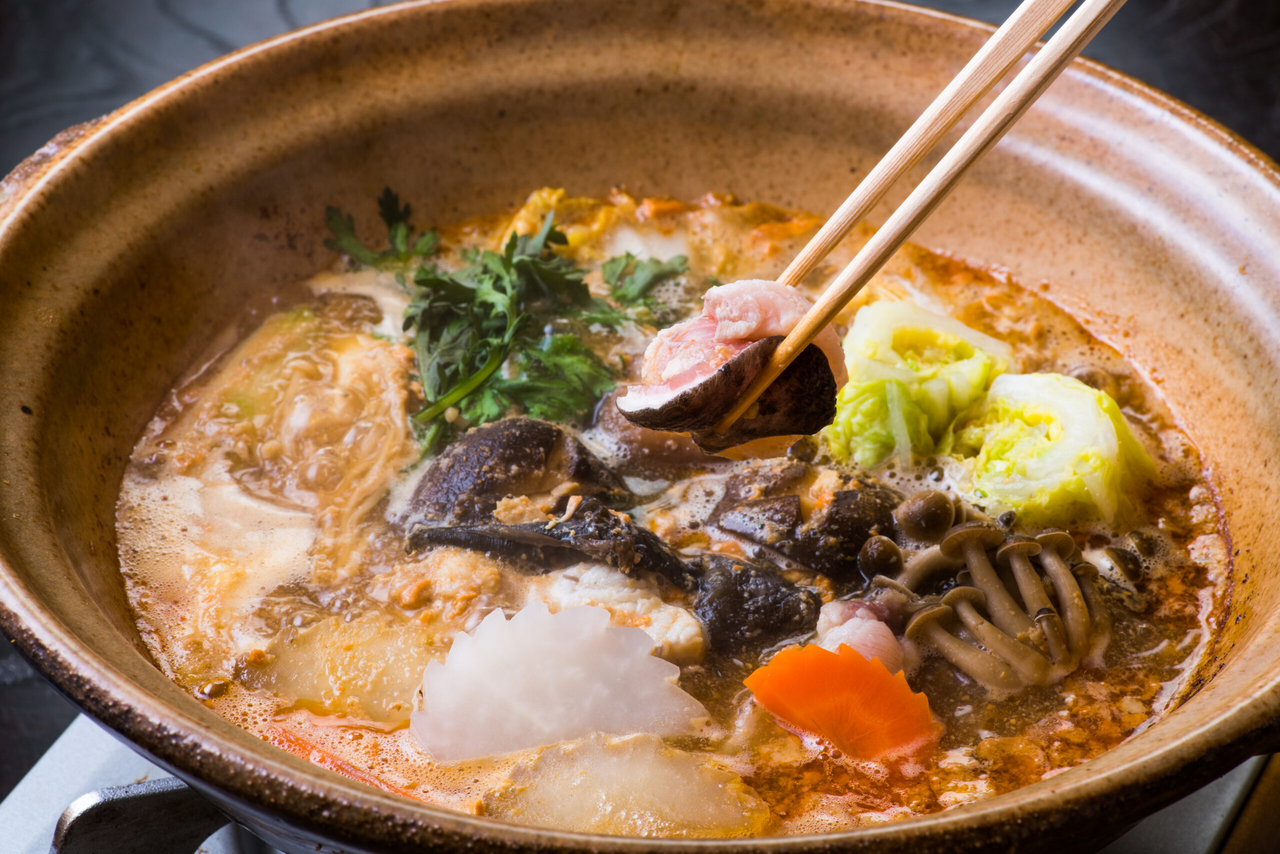 Fish soup (anko-jiru : anglerfish soup; on this picture)
